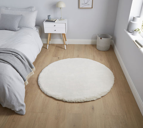 Tapis Rond Shaggy Beige en polyester TEDDY