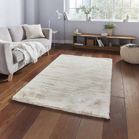 Tapis Shaggy Beige uni en polyester TEDDY