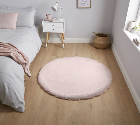 Tapis Rond Shaggy Rose en polyester TEDDY