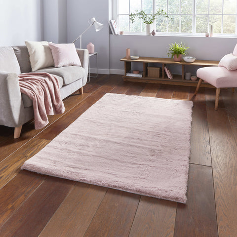 Tapis Shaggy Rose uni en polyester TEDDY