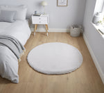 Tapis Rond Shaggy Gris argent en polyester TEDDY