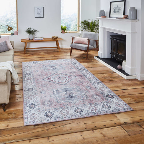 Tapis Rose traditionnel kilim pour salon et couloir TOPAZ