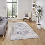 Tapis Gris et Beige traditionnel kilim pour salon et couloir TOPAZ