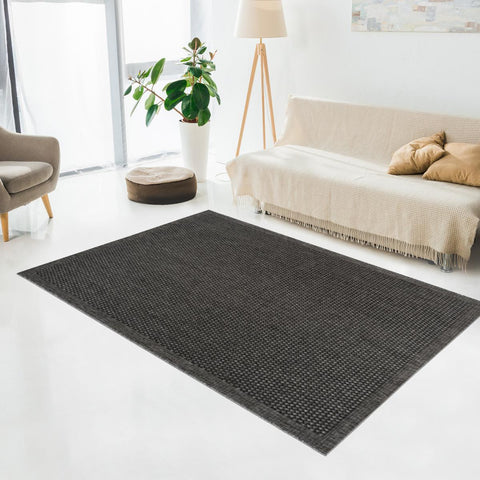 Tapis intérieur extérieur noir uni kilim SUNSAU