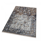 Tapis rectangulaire marron en polyester 160x225