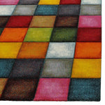 Tapis de chambre motifs carrés multicolore doux BELO