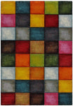 Tapis de chambre motifs carrés multicolore doux BELO