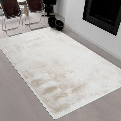 Tapis Shaggy Blanc type fausse fourrure EMOTICO