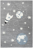 Tapis gris pour chambre enfant fusée ASTRO