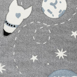 Tapis gris pour chambre enfant fusée ASTRO