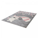 Tapis de chambre enfant rose gris motif LAPIN