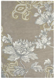 Tapis Moderne en laine tufté main gris floral FABLED