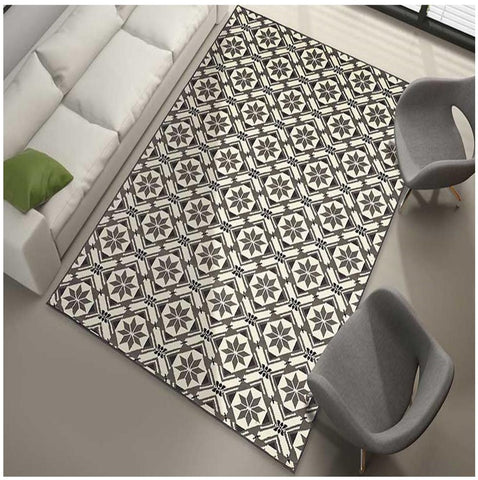 Tapis de salon gris motif graphique BC CARREAU