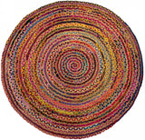 Tapis rond multicolore kilim en tissu recyclé ALANA