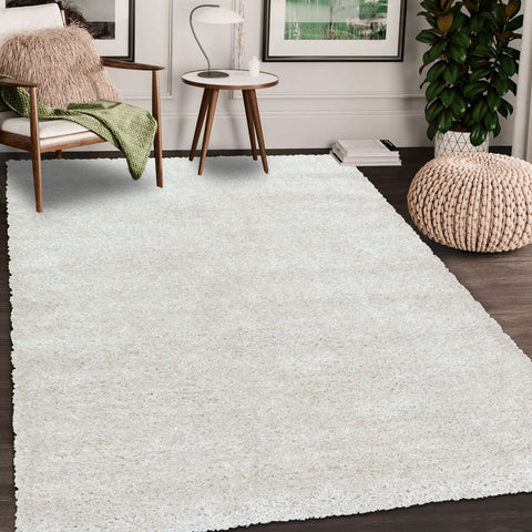 Tapis de Chambre Blanc Uni en polyester SHAGGY TOP