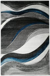 Tapis de salon gris bleu certifié Oeko Tex VADALA
