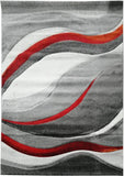 Tapis Design gris de salon motif rouge VADALA
