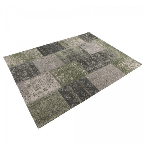 Tapis Vert Élégance : Rectangulaire à Poils Ras en Polyester