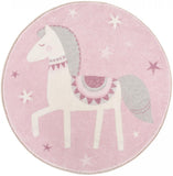 Tapis Rond Rose pour chambre fille PONEY KIDS