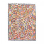 Tapis Kilim en Laine Multicolore 207x291 cm pour un Intérieur Élégant