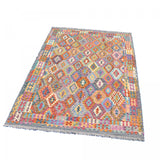 Tapis Kilim en Laine Multicolore 207x291 cm pour un Intérieur Élégant