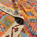 Tapis berbère en Laine, Multicolore, Rectangulaire : Tapis kilim 213x297