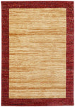 Tapis de salon Beige motif traditionnel bordures rouge