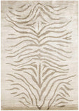 Tapis Beige en fibre de bambou noué main motif zébré SILKY